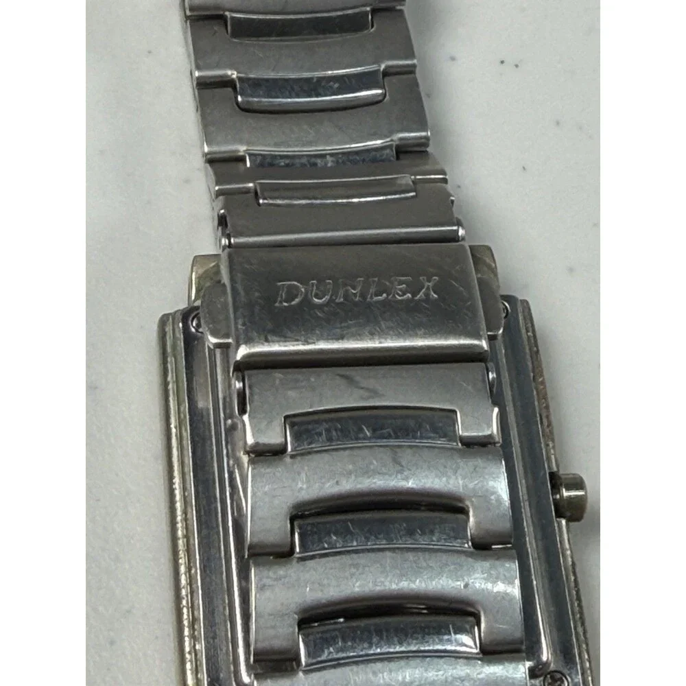 Dunlex Rectangular Quartz Watch Silver Tone 30mm
